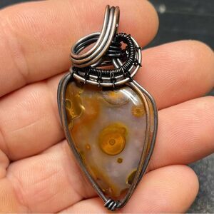 Polka dot agate Handcrafted Wire Wrapped Pendant